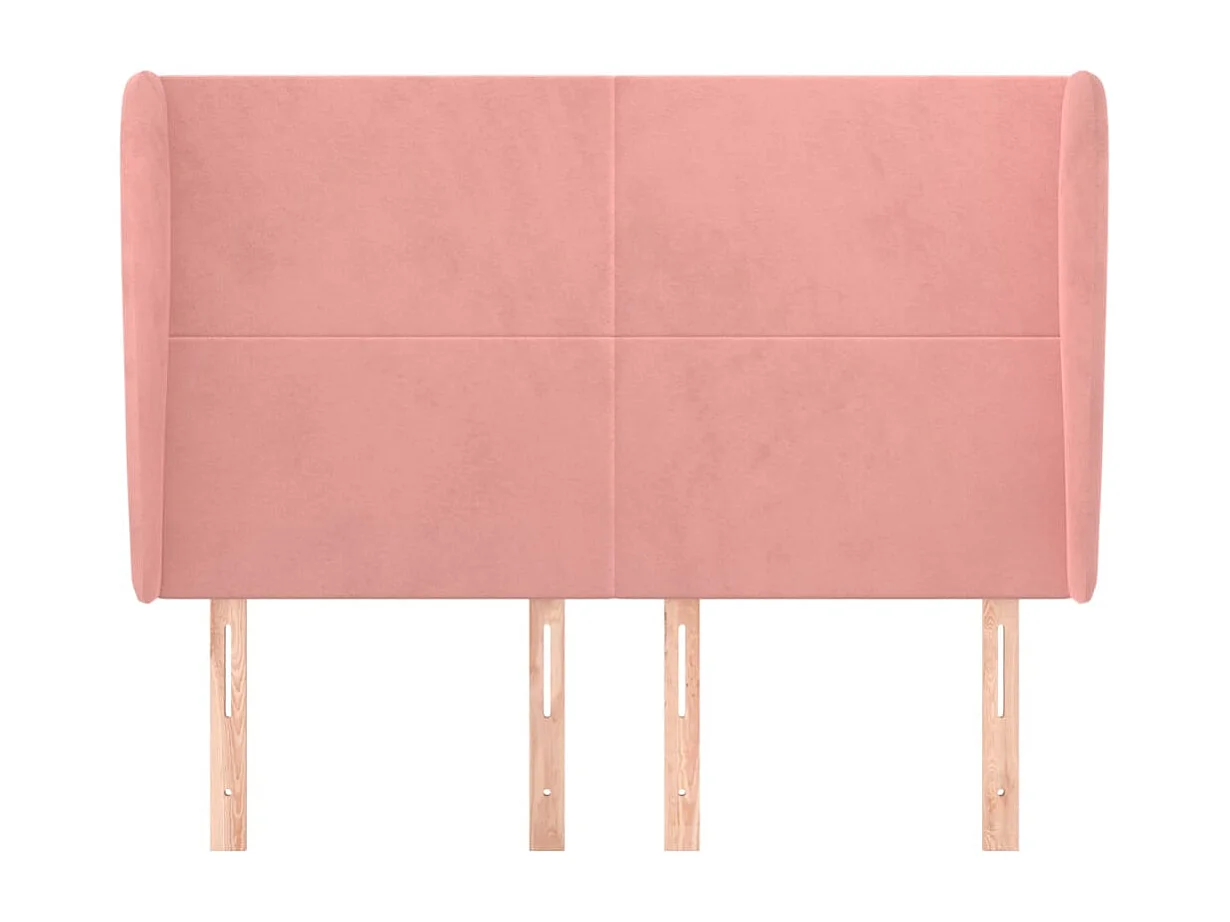 Tête de Lit | Panneau de tête pour lit Moderne avec oreilles Rose 147x23x118/128 cm Velours