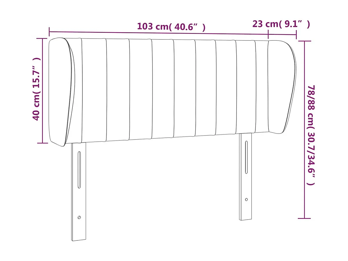Tête de Lit | Panneau de tête pour lit Moderne avec oreilles Noir 103x23x78/88 cm Tissu