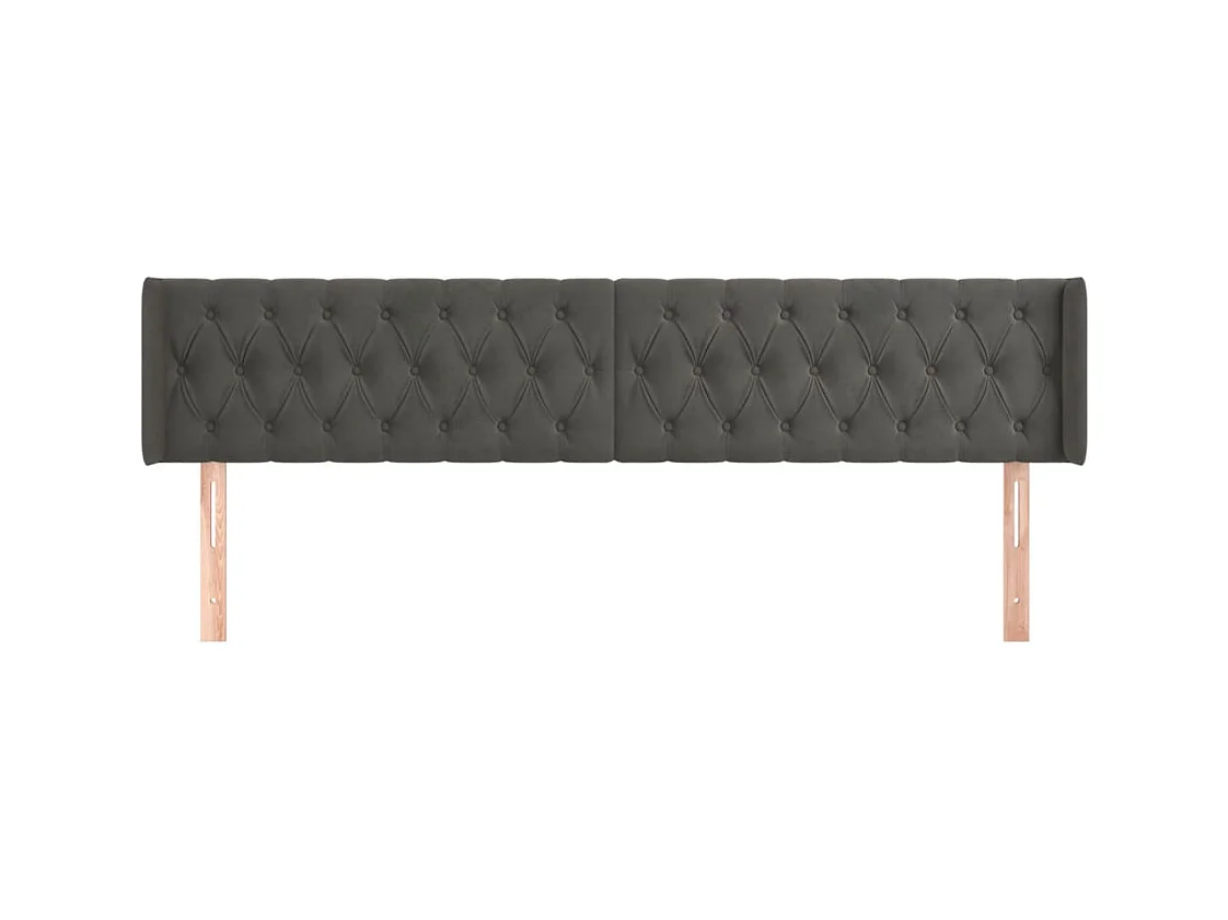 Mueble cabecero | Cabezal de cama | Cabecero de terciopelo gris oscuro 203x16x78/88 cm