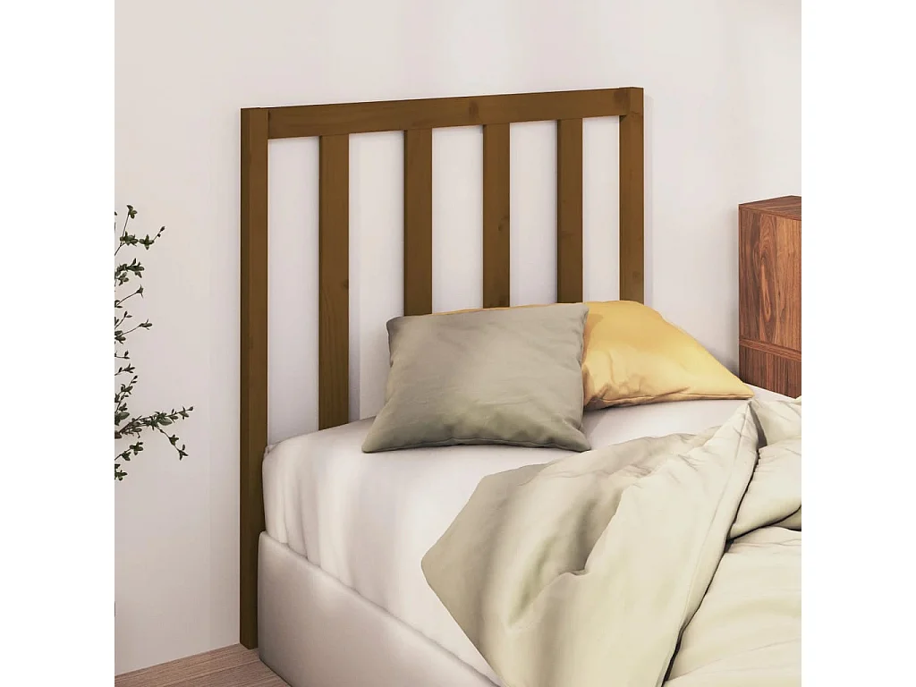 Cabecero de Cama | Cabezal de cama | Mueble de cabecero madera maciza de pino marrón miel 81x4x100 cm