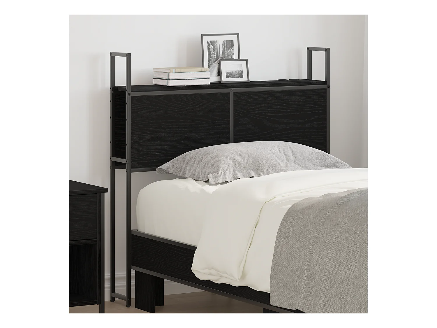 Tête de Lit de rangement | Panneau de tête pour lit Chêne noir 90 cm Bois d'ingénierie