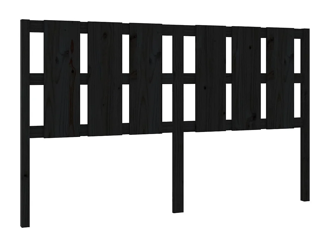 Tête de Lit | Panneau de tête pour lit Moderne Noir 185,5x4x100 cm Bois massif de pin