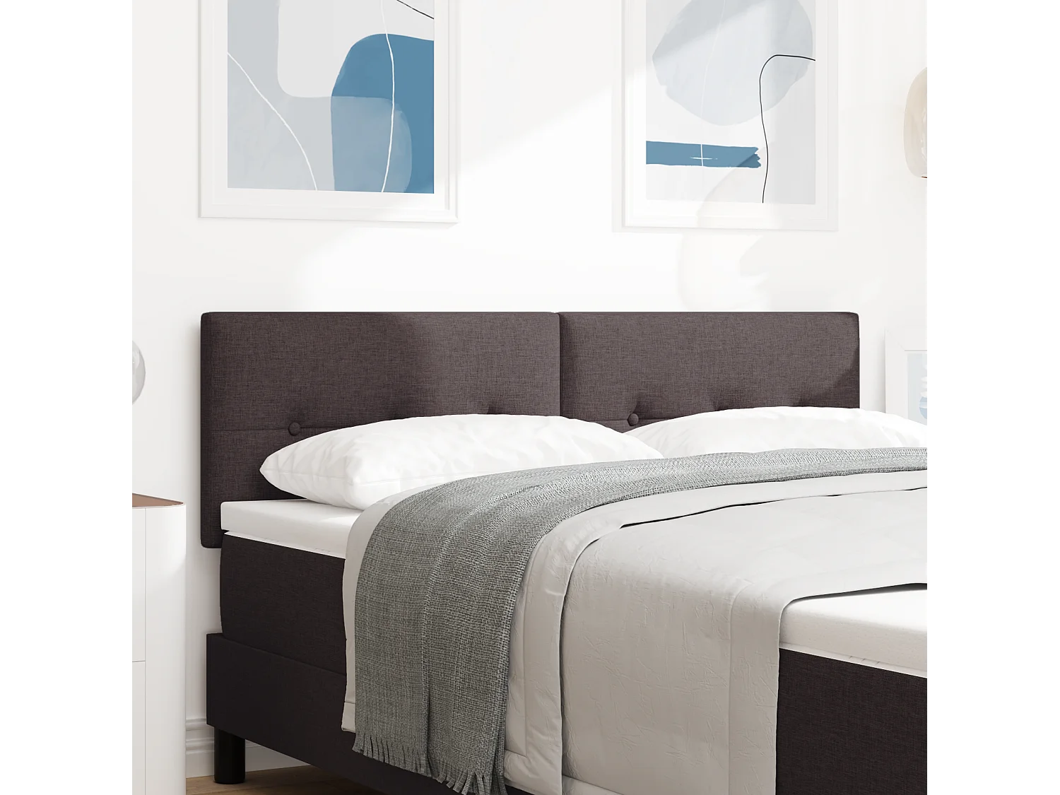 Tête de Lit | Panneau de tête pour lit Moderne Hauteur réglable Manuel Marron foncé 160 cm tissu