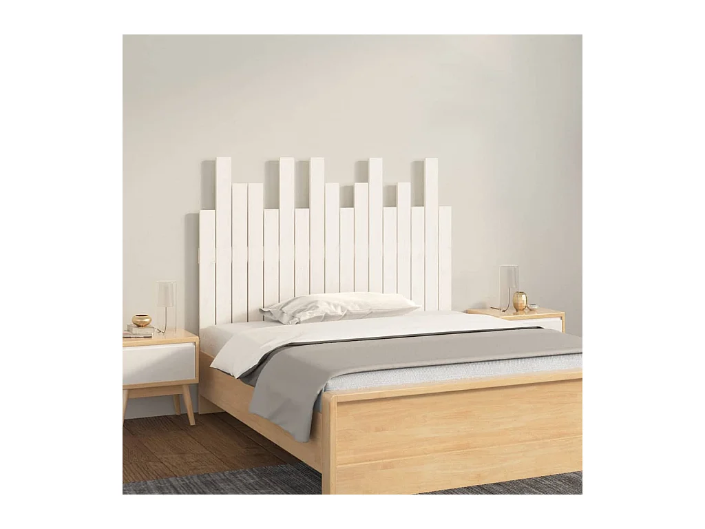 Tête de lit murale | Panneau de tête pour lit Moderne  Blanc 108x3x80 cm Bois massif de pin