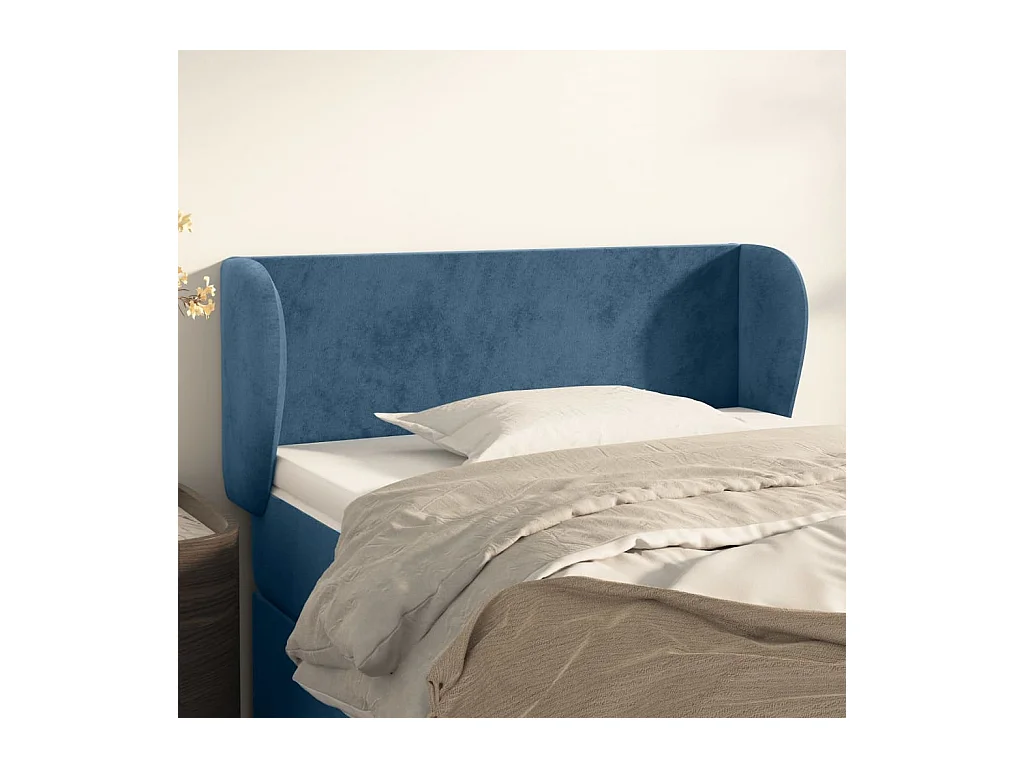 Tête de Lit | Panneau de tête pour lit Moderne avec oreilles Bleu foncé 103x23x78/88 cm Velours