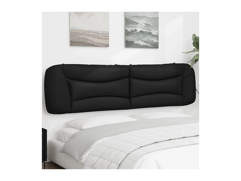 Cabecero de Cama | Cabezal de cama | Mueble de cabecero acolchado Hvar cuero sintético negro 200 cm