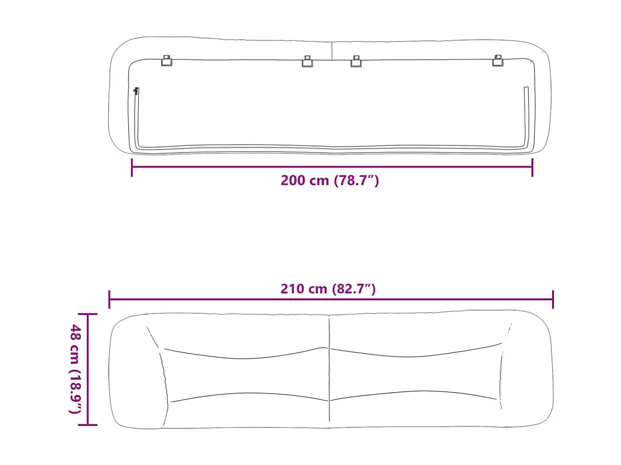 Cabecero de Cama | Cabezal de cama | Mueble de cabecero acolchado Hvar cuero sintético negro 200 cm
