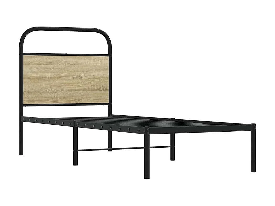 Mueble cabecero | Cabezal de cama | Cabecero de acero y madera de ingeniería roble Sonoma 75 cm