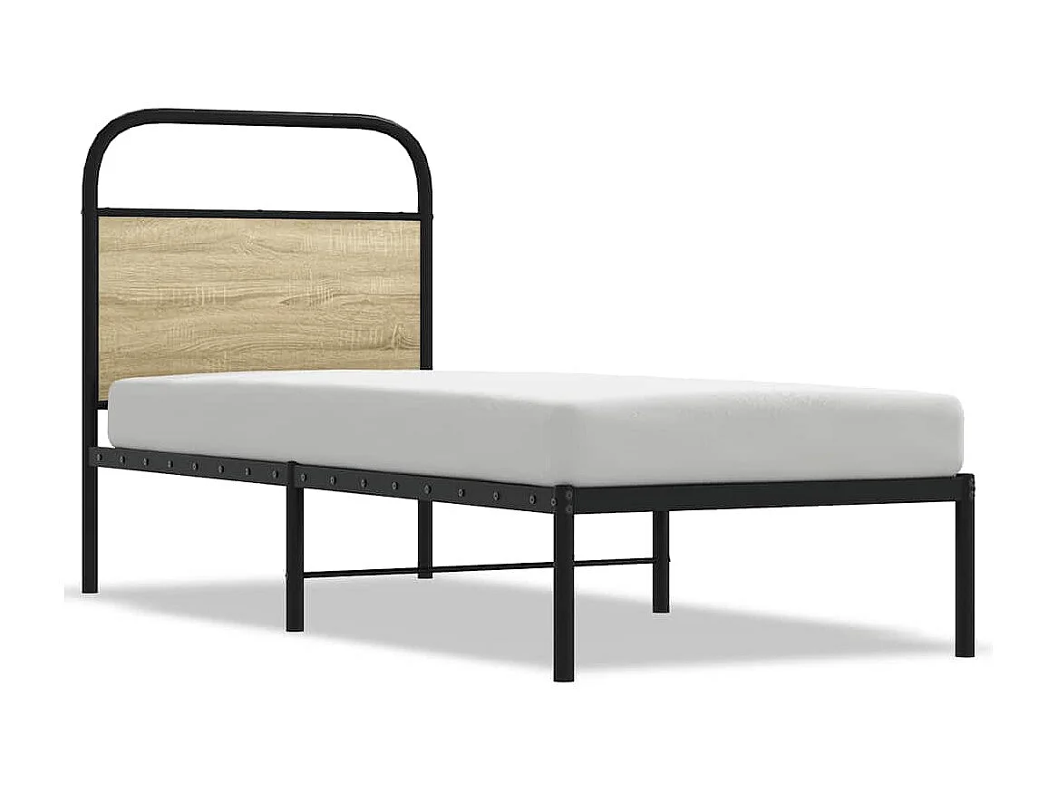 Mueble cabecero | Cabezal de cama | Cabecero de acero y madera de ingeniería roble Sonoma 75 cm