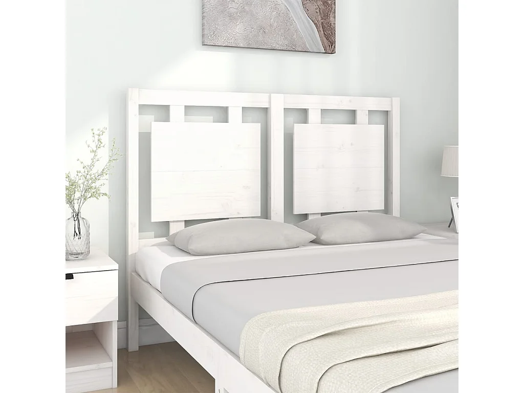 Cabecero de Cama | Cabezal de cama | Mueble de cabecero madera maciza de pino blanco 125,5x4x100 cm