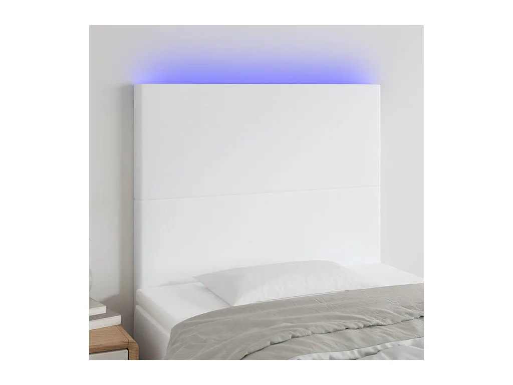 Tête de Lit | Panneau de tête pour lit Moderne à LED Blanc 90x5x118/128 cm Similicuir