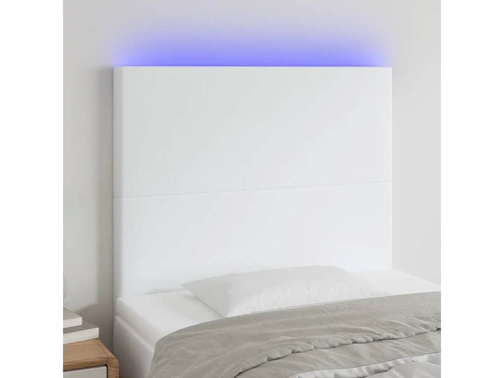 Hoofdbord | Hoofdeinde LED 90x5x118/128 cm kunstleer wit