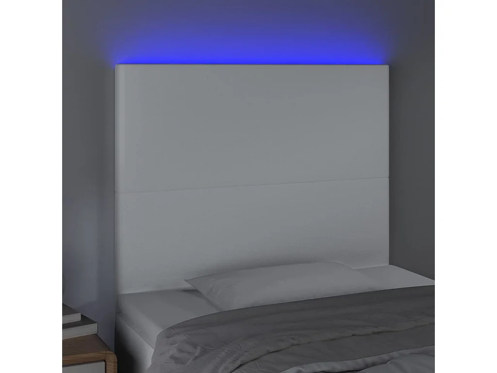 Hoofdbord | Hoofdeinde LED 90x5x118/128 cm kunstleer wit