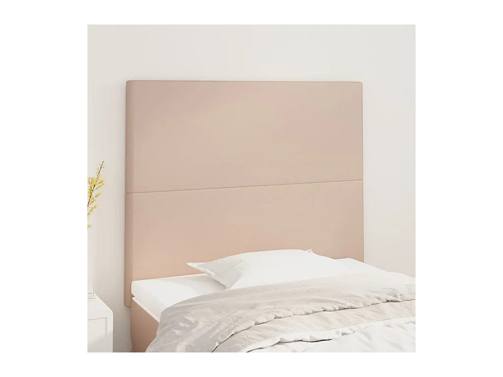 Cabeceros | Cabezal de cama | Mueble de cabecero 2 unidades cuero sintético capuchino 90x5x78/88 cm