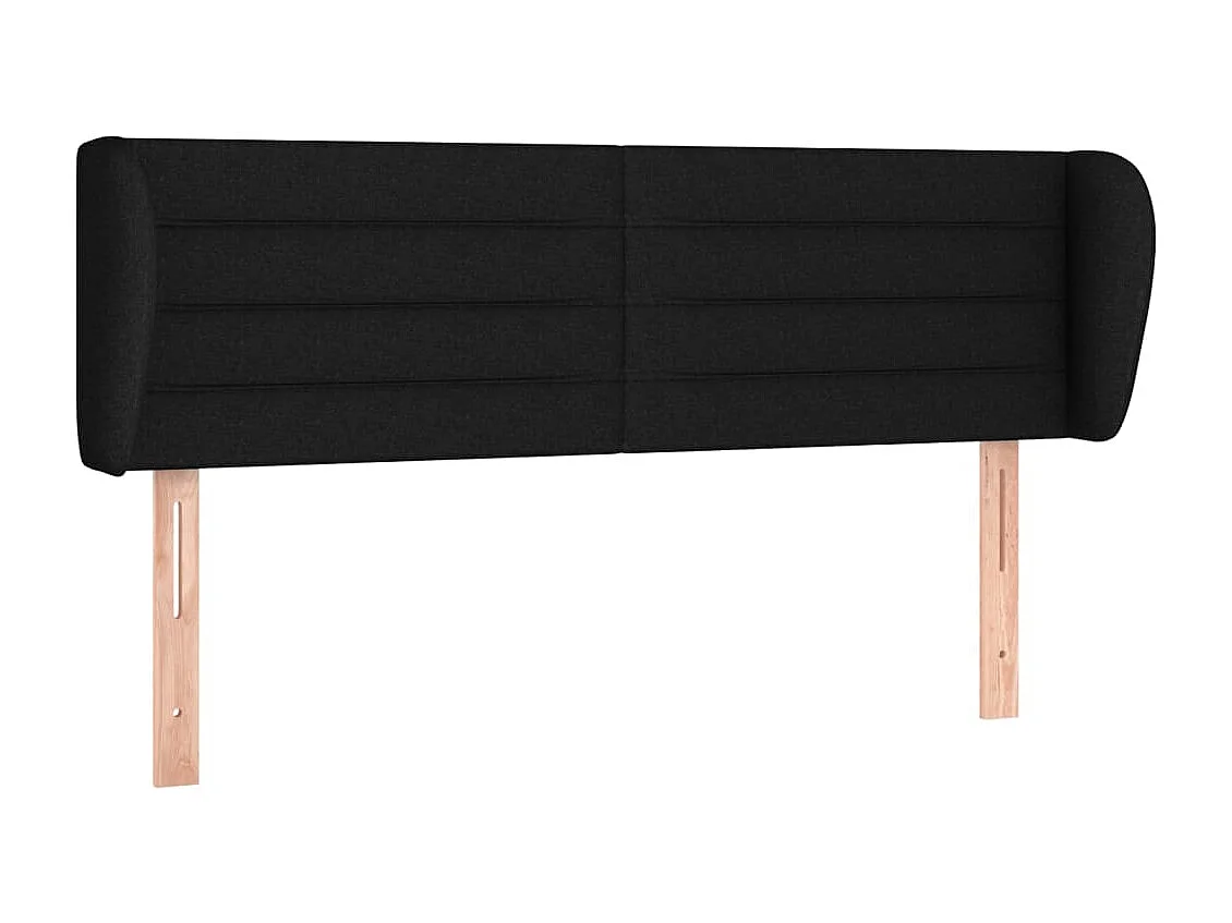 Tête de Lit | Panneau de tête pour lit Moderne avec oreilles Noir 147x23x78/88 cm Tissu