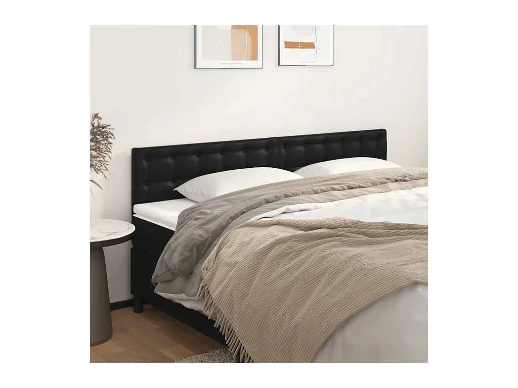 Cabeceros | Cabezal de cama | Mueble de cabecero 2 unidades de cuero sintético negro 80x5x78/88 cm