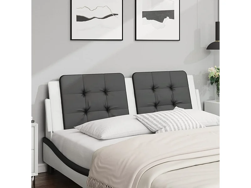 Tête de lit | Coussin de tête de lit | Tête de lit décoratif noir et blanc 160 cm similicuir