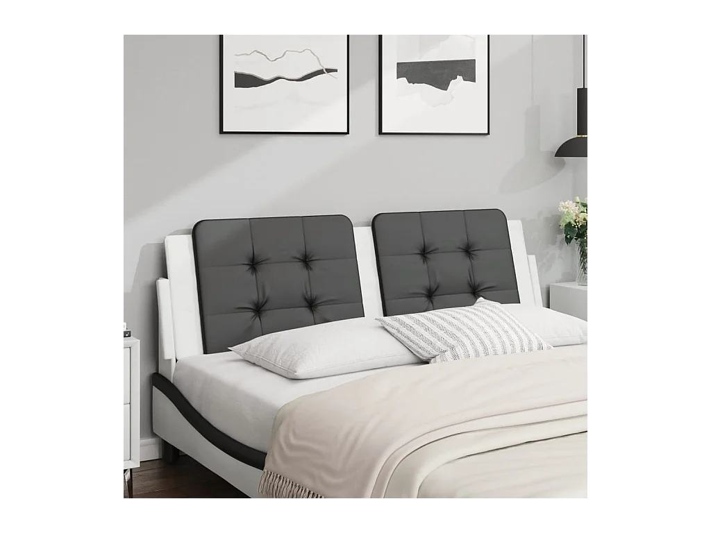 Tête de lit | Coussin de tête de lit | Tête de lit décoratif noir et blanc 160 cm similicuir