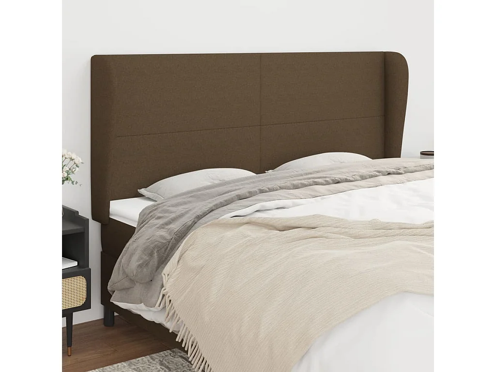 Hoofdbord | Hoofdeinde met randen 183x23x118/128 cm stof donkerbruin