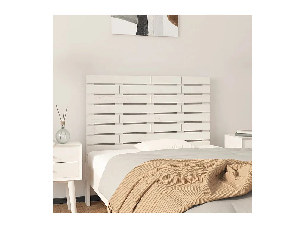 Cabecero de Cama | Cabezal de cama | Mueble de cabecero de pared madera maciza pino blanco 81x3x63 cm