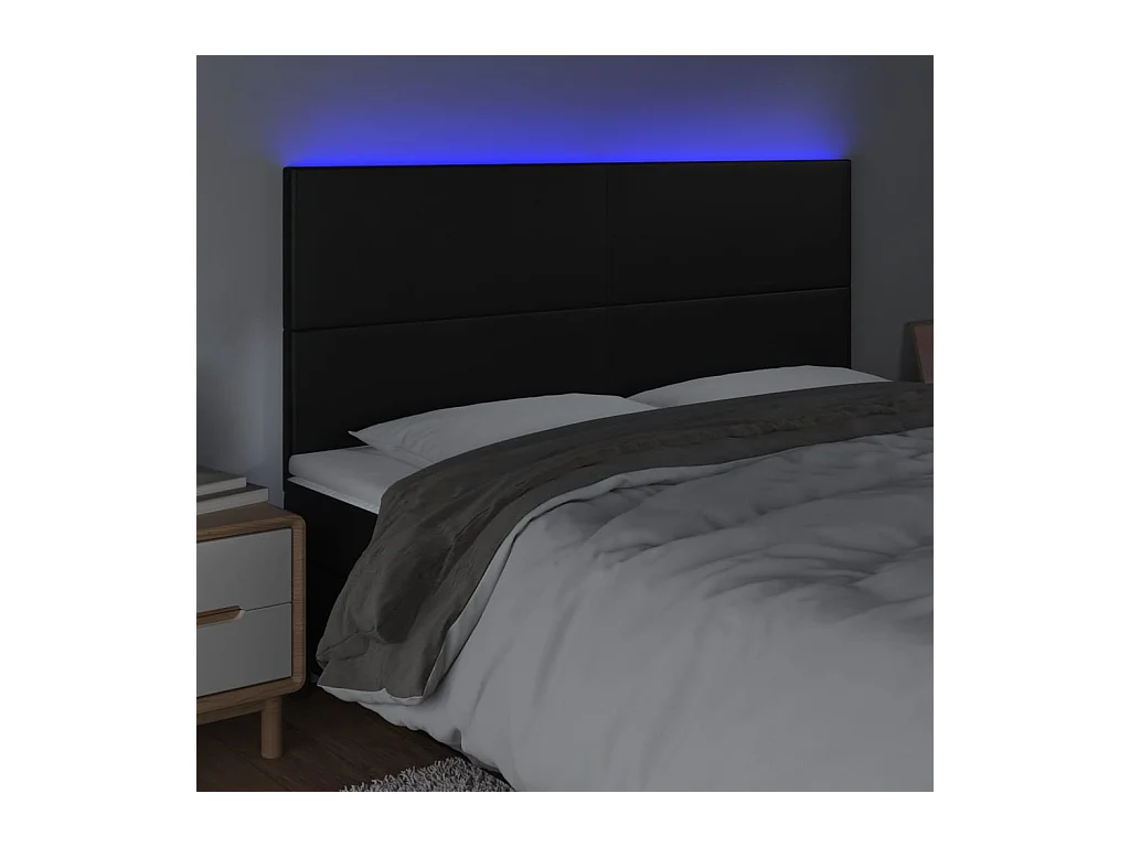 Tête de Lit | Panneau de tête pour lit Moderne à LED Noir 160x5x118/128 cm Similicuir
