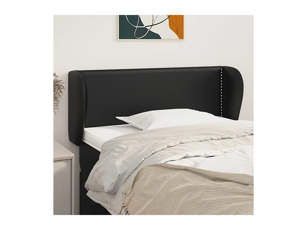 Tête de Lit | Panneau de tête pour lit Moderne avec oreilles Noir 93x23x78/88 cm Similicuir