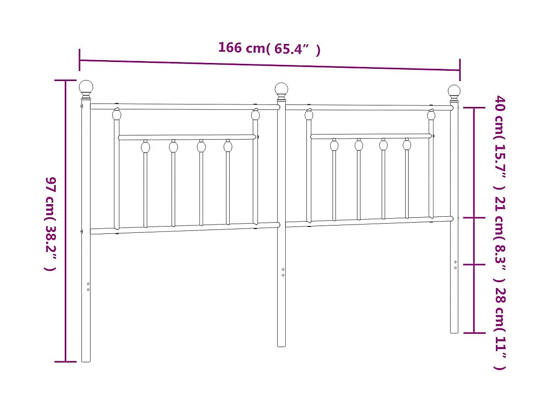 Mueble cabecero | Cabezal de cama | Cabecero de metal negro 160 cm