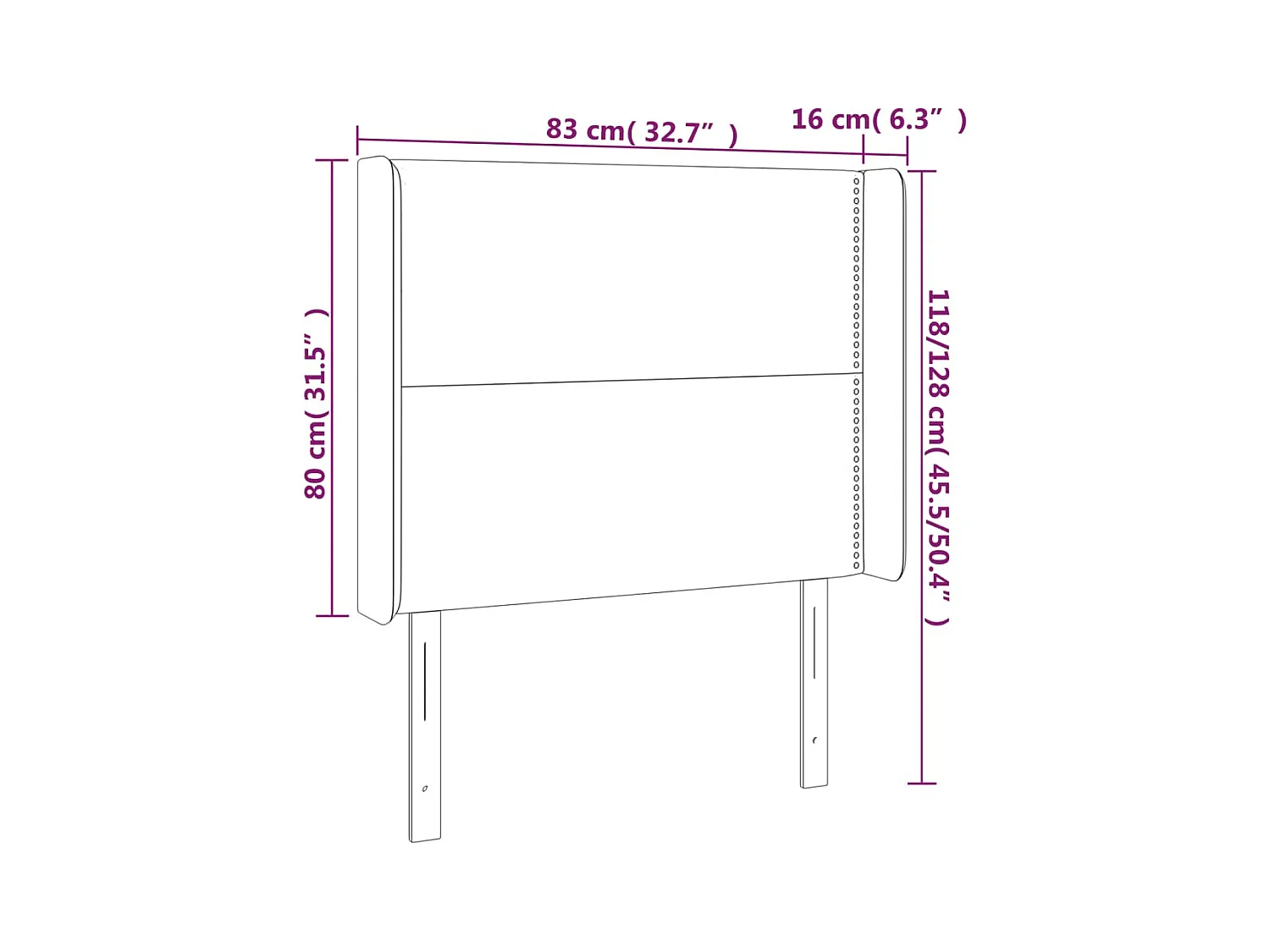 Tête de Lit | Panneau de tête pour lit Moderne à LED Rose 83x16x118/128 cm Velours