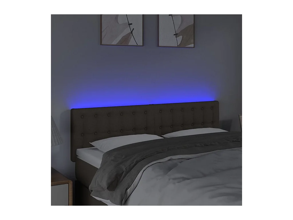 Mueble cabecero | Cabezal de cama | Cabecero con LED de tela gris taupe 144x5x78/88 cm