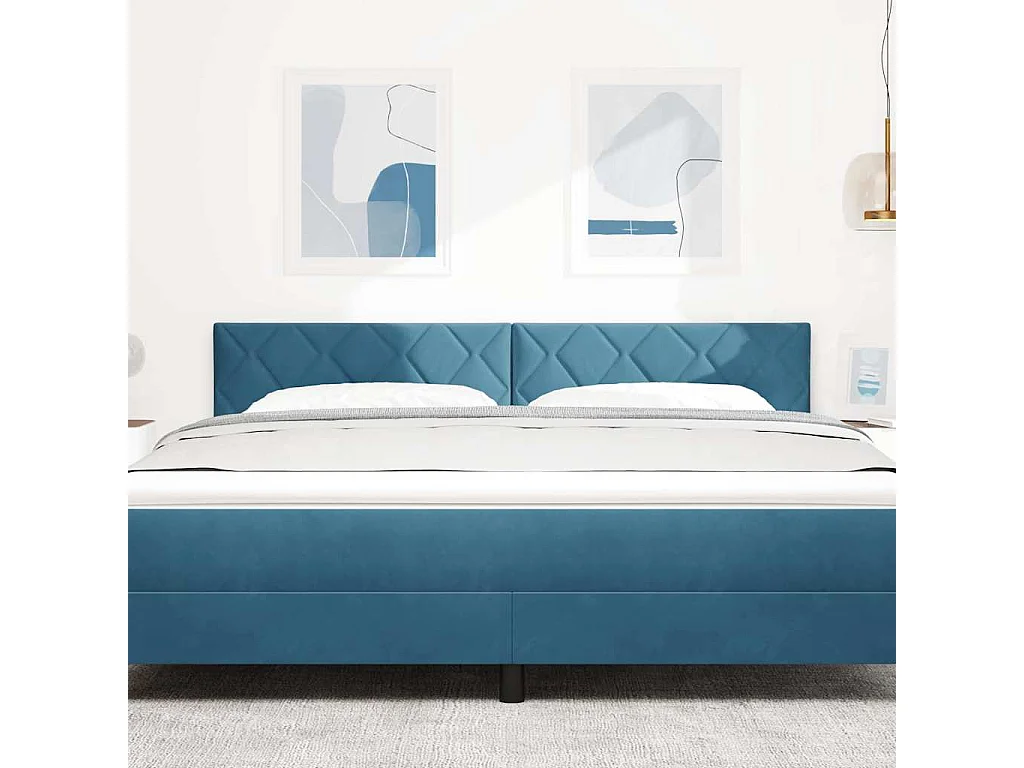 Mueble cabecero | Cabecero | Cabezal de cama Montaje en la pared Azul oscuro 180 cm Terciopelo