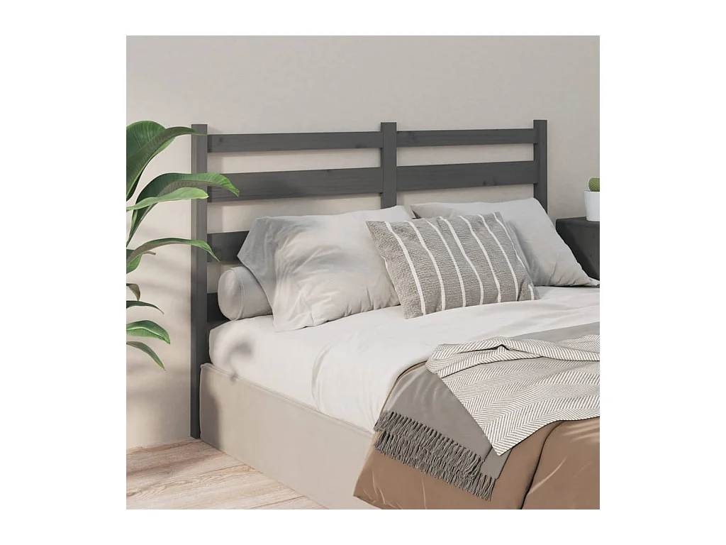 Cabecero de Cama | Cabezal de cama | Mueble de cabecero madera maciza de pino gris 126x4x100 cm