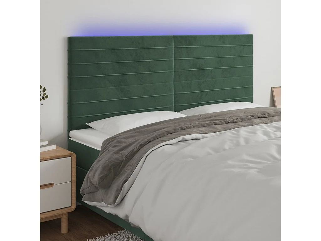 Hoofdbord | Hoofdeinde LED 160x5x118/128 cm fluweel donkergroen