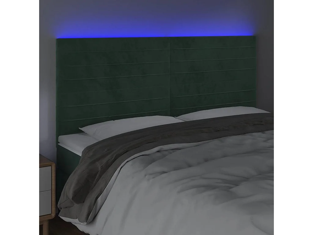 Hoofdbord | Hoofdeinde LED 160x5x118/128 cm fluweel donkergroen