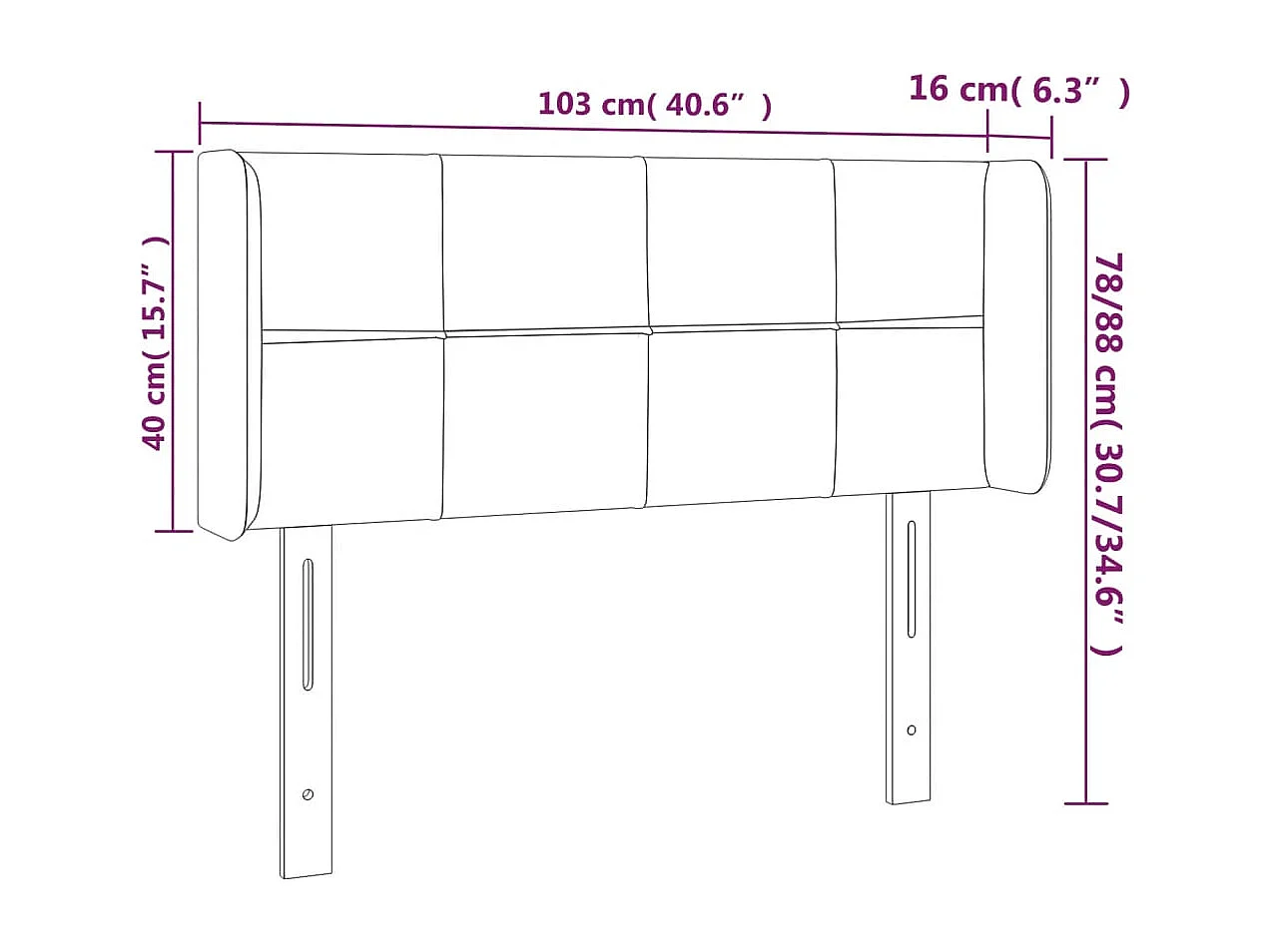 Mueble cabecero | Cabezal de cama | Cabecero de tela color crema 103x16x78/88 cm