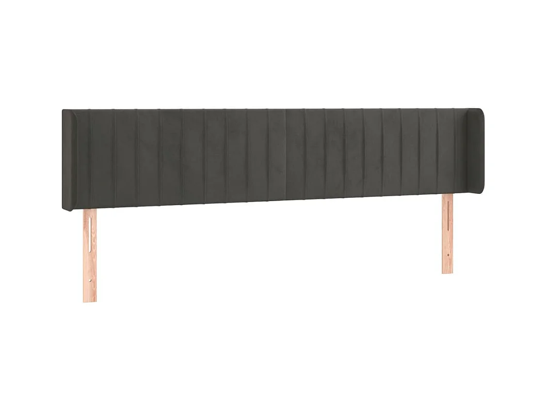 Tête de Lit | Panneau de tête pour lit Moderne à LED Gris foncé 163x16x78/88 cm Velours