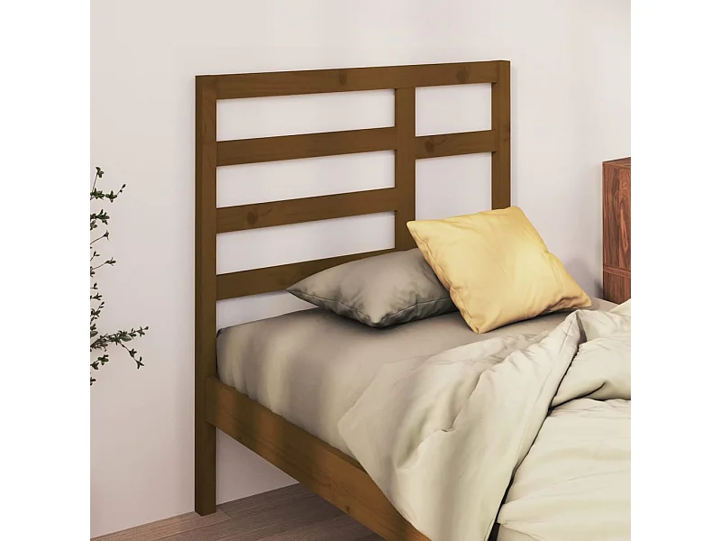 Cabecero de Cama | Cabezal de cama | Mueble de cabecero madera maciza de pino marrón miel 81x4x104 cm