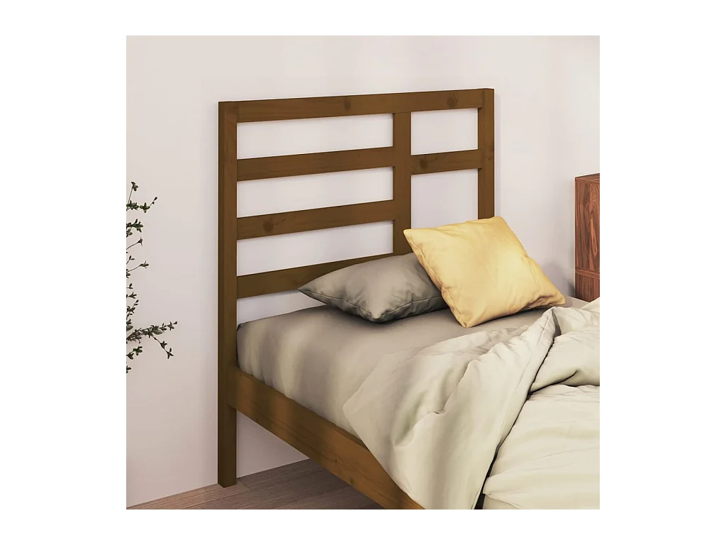 Cabecero de Cama | Cabezal de cama | Mueble de cabecero madera maciza de pino marrón miel 81x4x104 cm