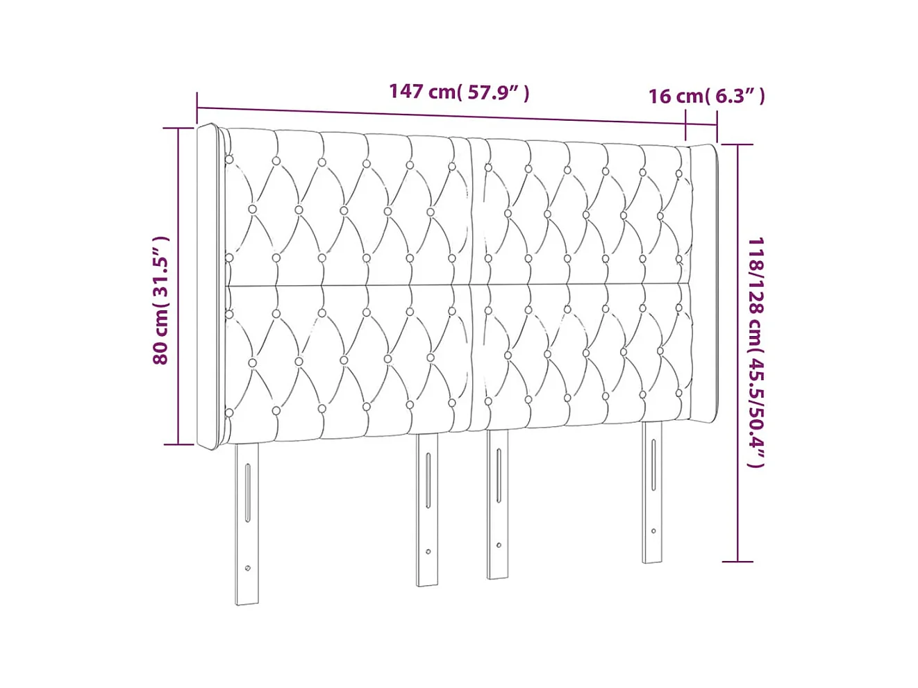 Mueble cabecero | Cabezal de cama | Cabecero con LED de tela gris oscuro 147x16x118/128 cm