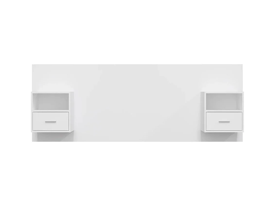Cabecero de Cama | Cabezal de cama | Mueble de cabecero con mesitas madera contrachapada blanco