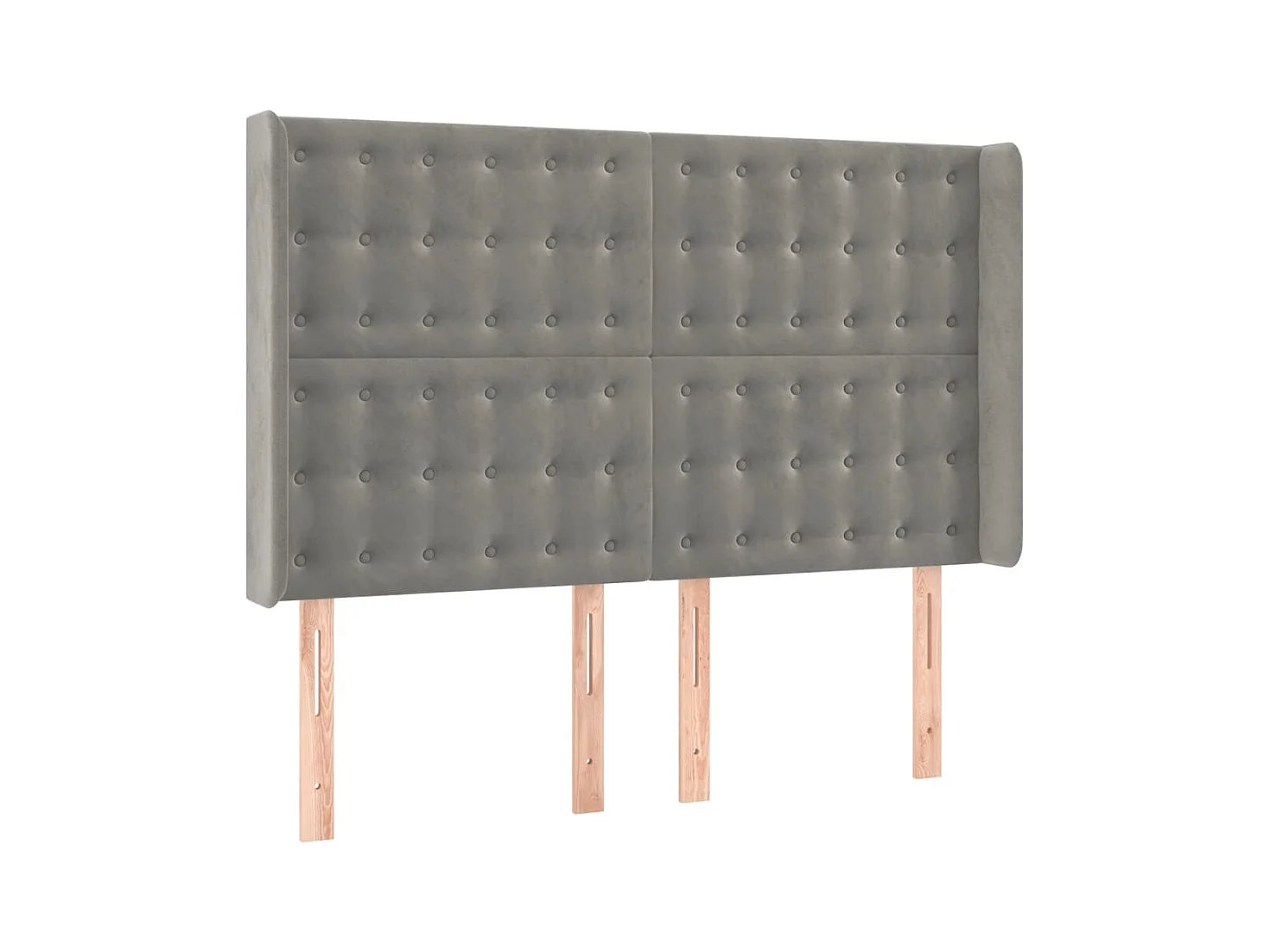 Cabecero | Cabezal de Cama | Mueble cabecero con orejas de terciopelo gris claro 147x16x118/128 cm