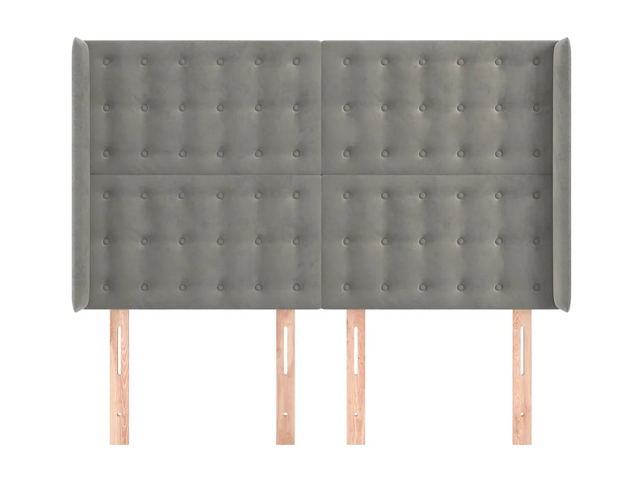 Tête de Lit | Panneau de tête pour lit Moderne avec oreilles Gris clair 147x16x118/128 cm Velours