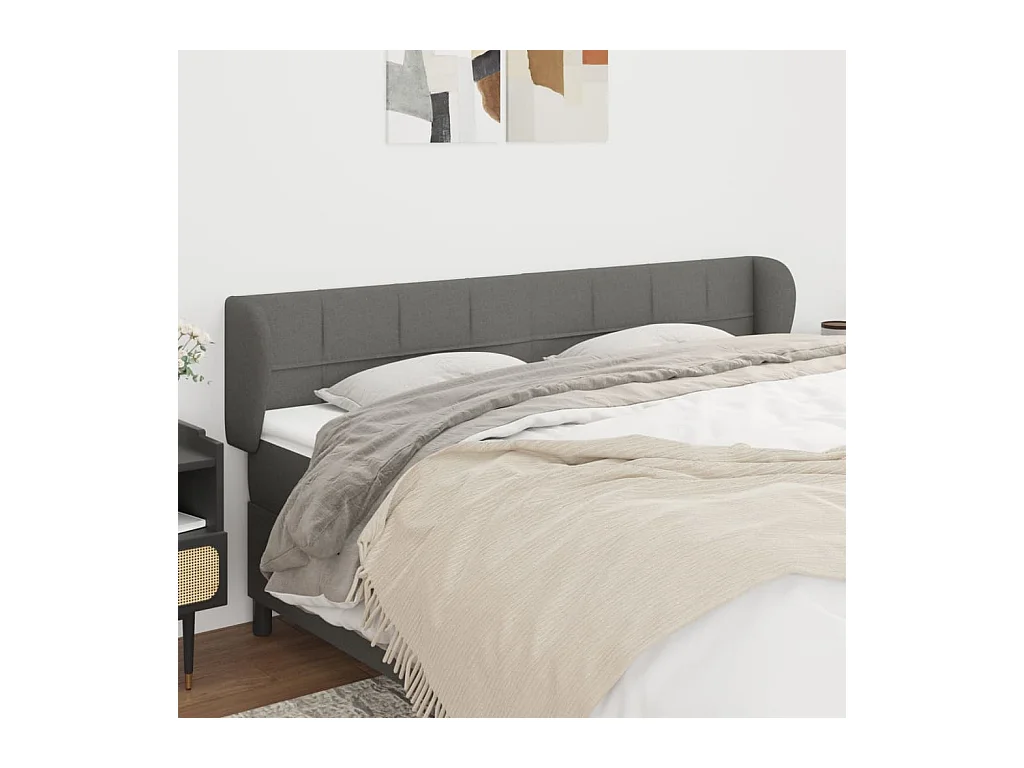 Mueble cabecero | Cabezal de cama | Cabecero de tela gris oscuro 203x23x78/88 cm