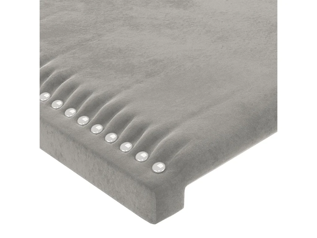 Cabecero | Cabezal de Cama | Mueble cabecero con LED de terciopelo gris claro 93x16x118/128 cm