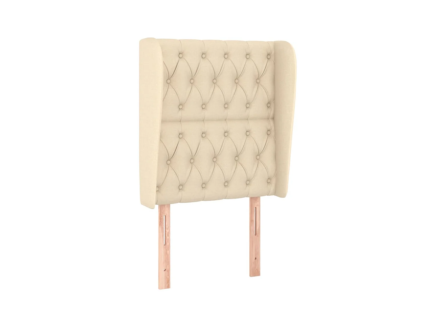 Cabecero | Cabezal de Cama | Mueble cabecero con orejas de tela color crema 83x23x118/128 cm