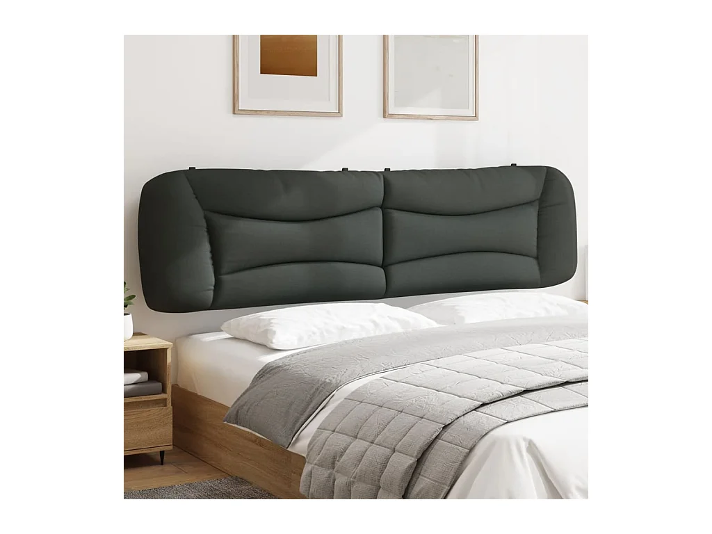 Cabecero de Cama | Cabezal de cama | Mueble de cabecero acolchado Hvar tela gris oscuro 200 cm