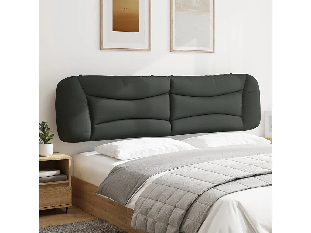 Tête de lit | Coussin de tête de lit | Tête de lit décoratif gris foncé 200 cm tissu