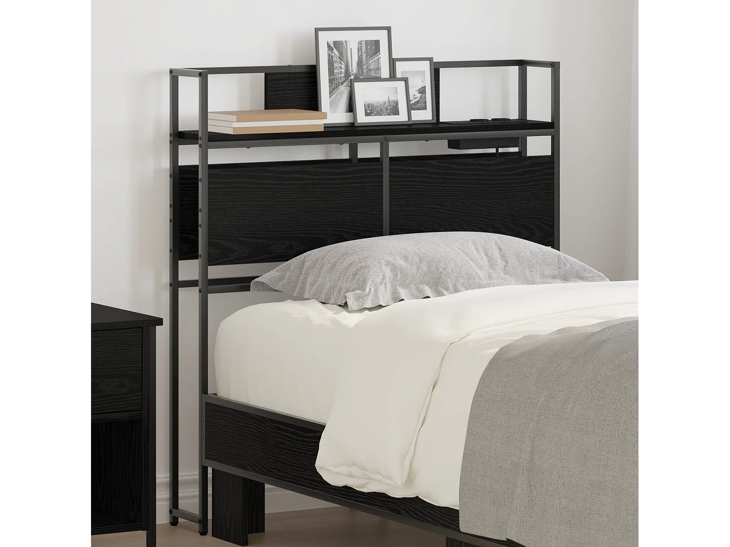 Tête de Lit de rangement | Panneau de tête pour lit Chêne noir 100 cm Bois d'ingénierie