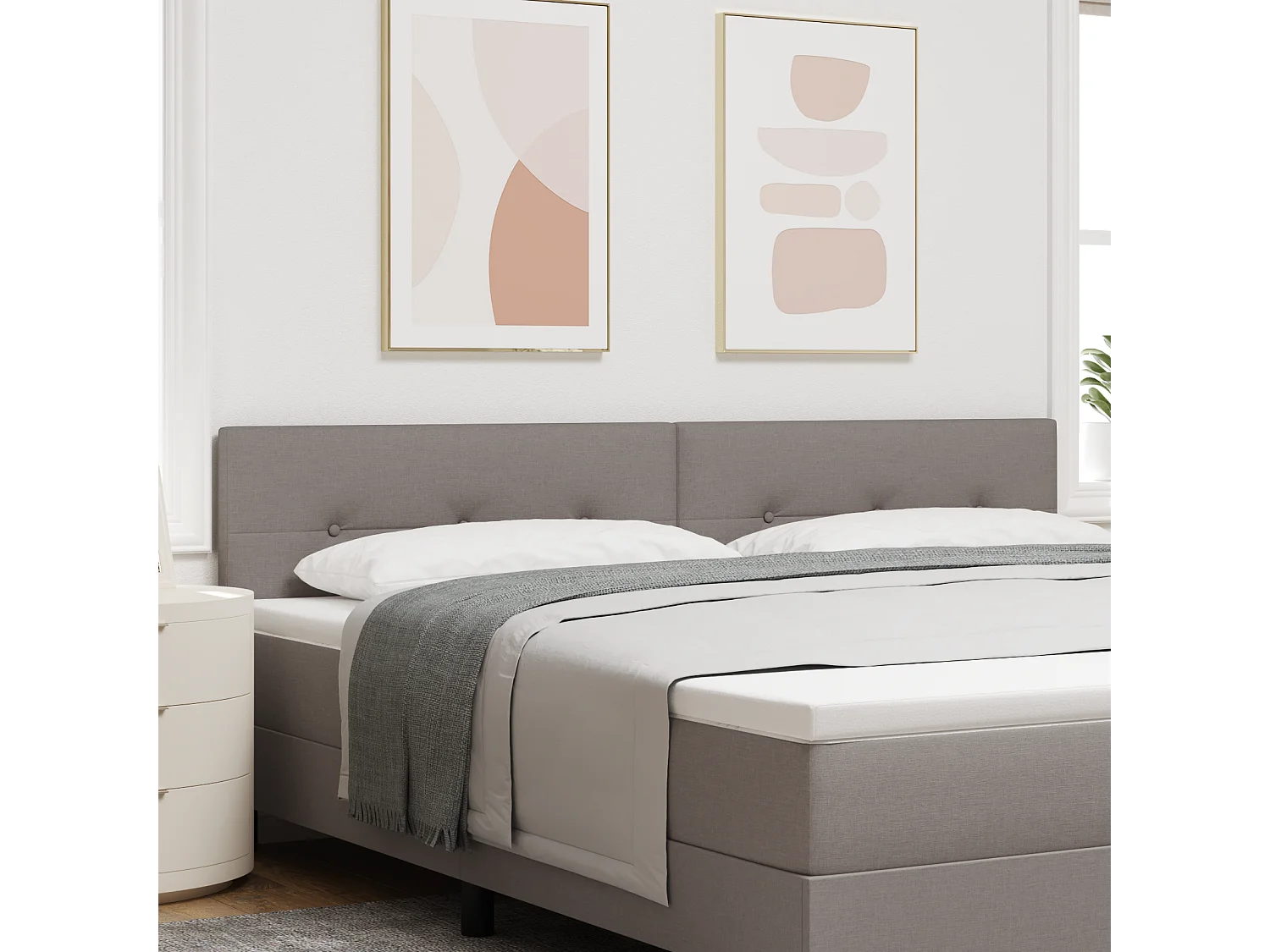 Tête de Lit | Panneau de tête pour lit Moderne avec Tête de Lit | Panneau de tête pour lit Moderne Taupe 200 cm tissu