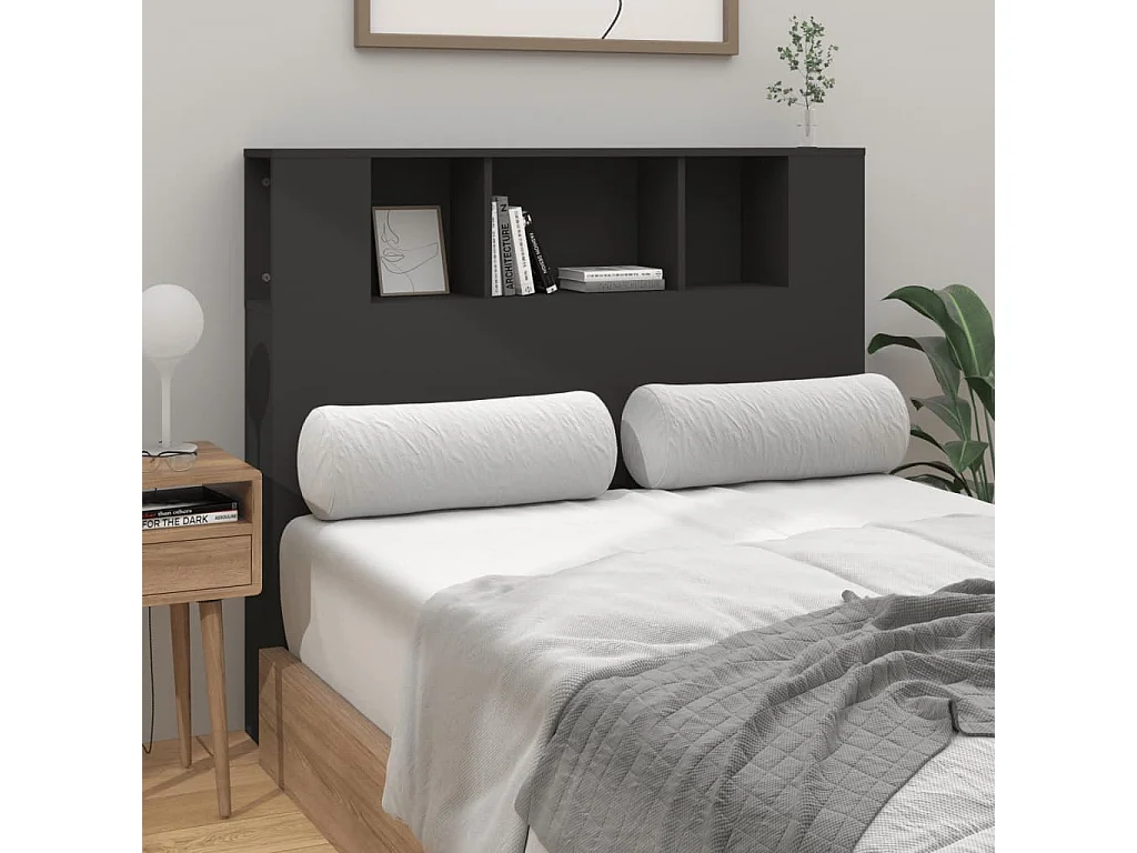 Tête de Lit avec rangement | Armoire de tête de lit noir 120x18,5x102,5 cm