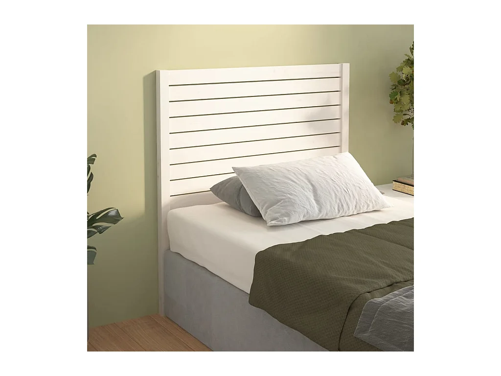 Tête de Lit | Panneau de tête pour lit Moderne Blanc 81x4x100 cm Bois massif de pin